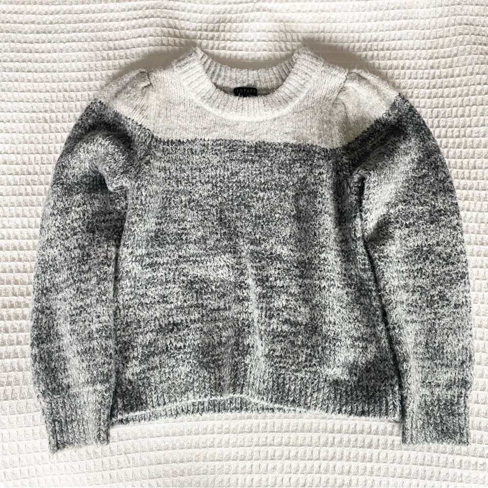 1. state super soft grey puff sleeve sweater size Small